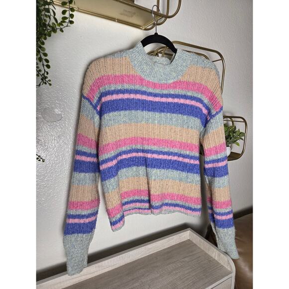JESSICA SIMPSON Portia stripe print sweater size L - Picture 1 of 5